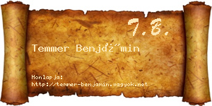 Temmer Benjámin névjegykártya